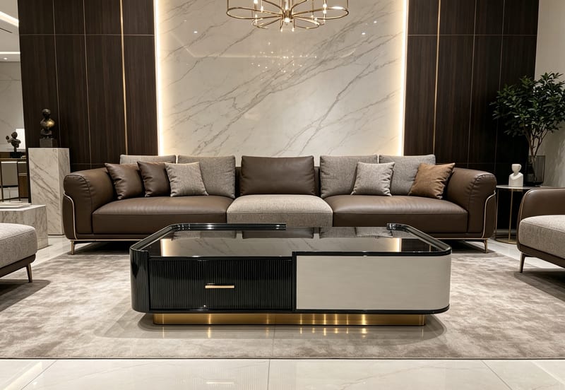 Shedifen Deep Brown Rectangular Coffee Table