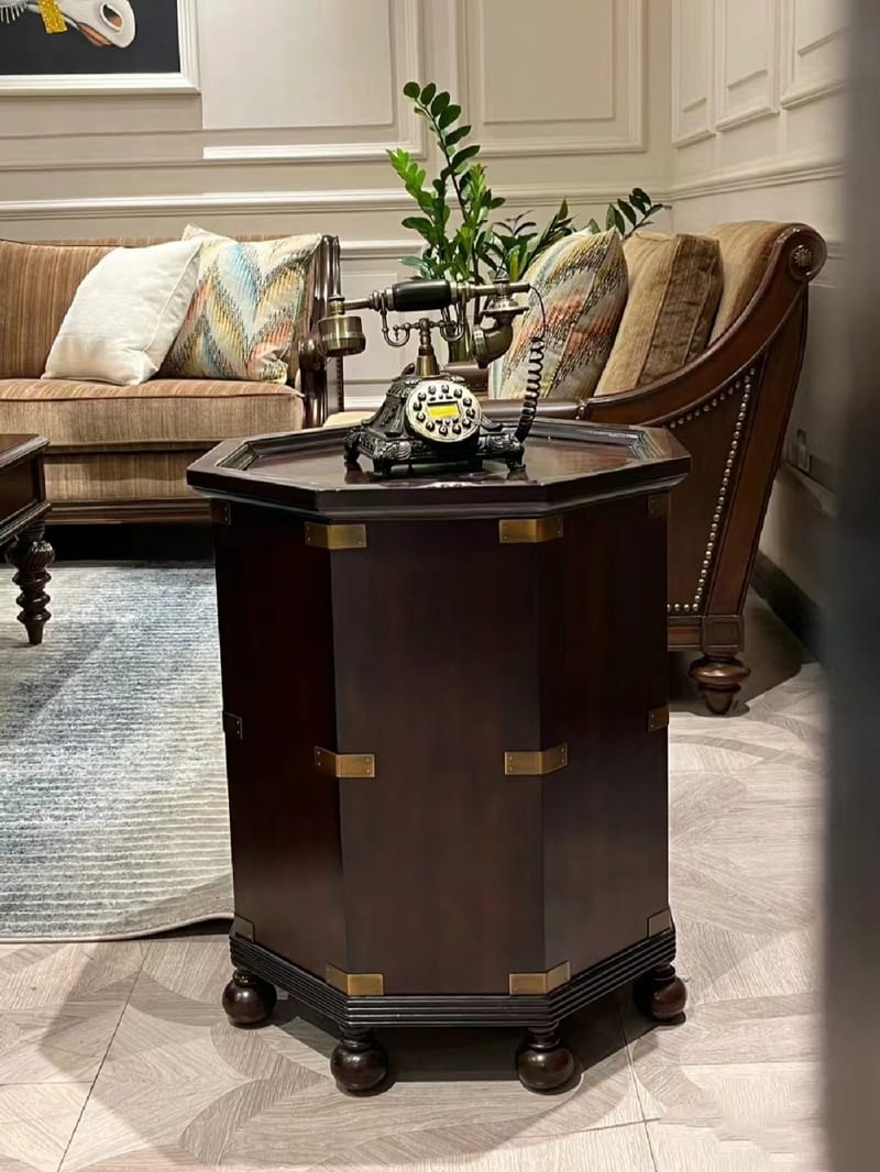 American Octagonal Solid Wood Side Table