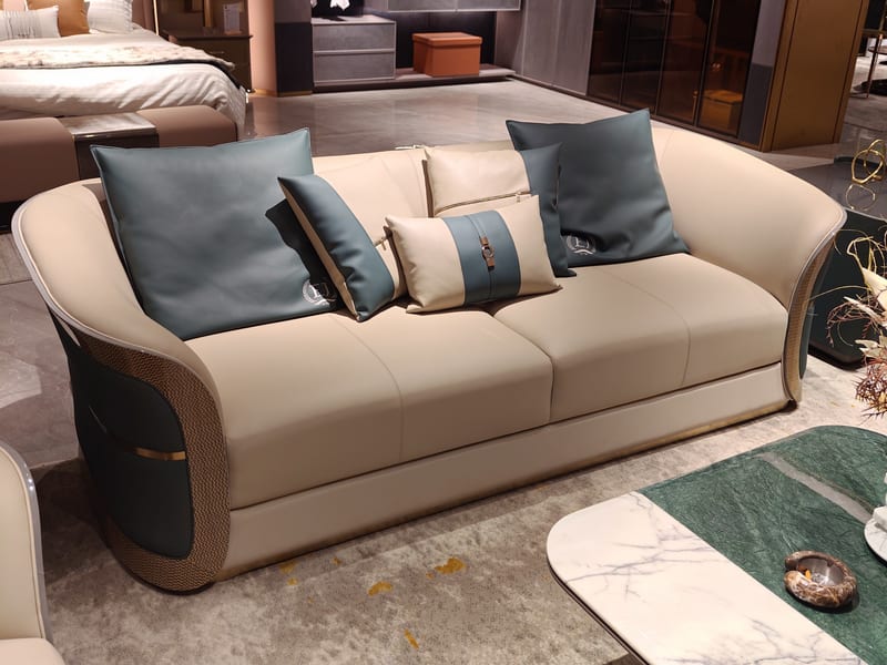 Renhao Yijun Champagne Leather Sofa SF-88217C-D