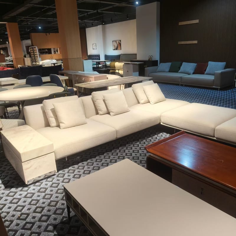 Cream Two-Piece Modular Sectional Sofa