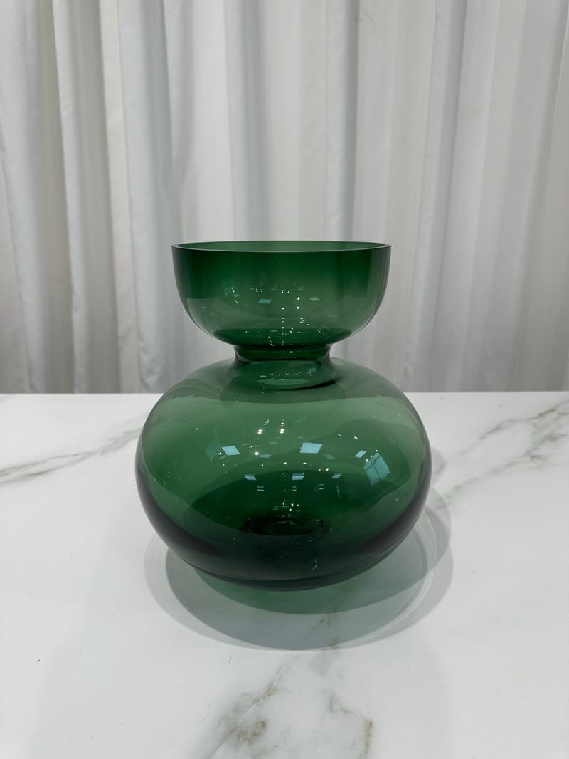 Georg Jensen Alfredo 墨绿色双层葫芦玻璃花瓶