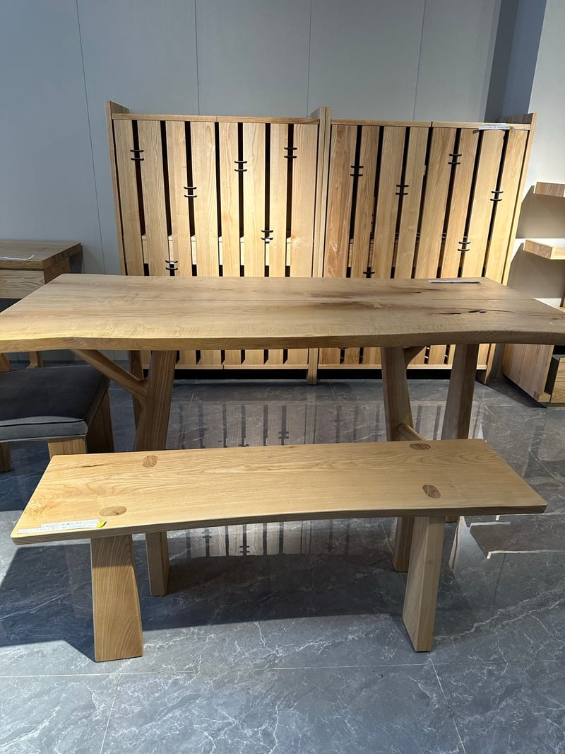DAaZ K7103 Ash Wood Bench, Wabi-Sabi Dining Bench