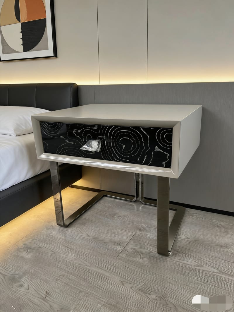 Romandica Mirabetti Beige Square Nightstand 9301-2