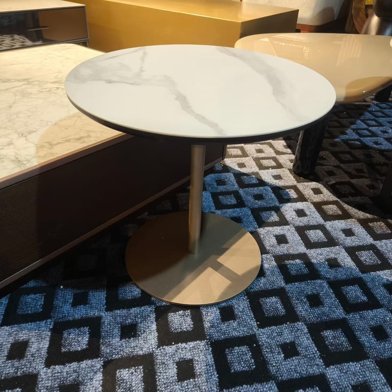 1838 Modern Round Side Table, Sintered Stone Top