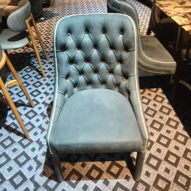 Custom German Beech & Imported Brushed Leather Chair