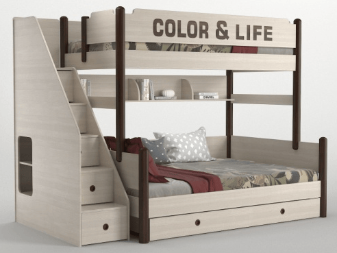 Colorlife Mengke Bunk Bed with Bookcase