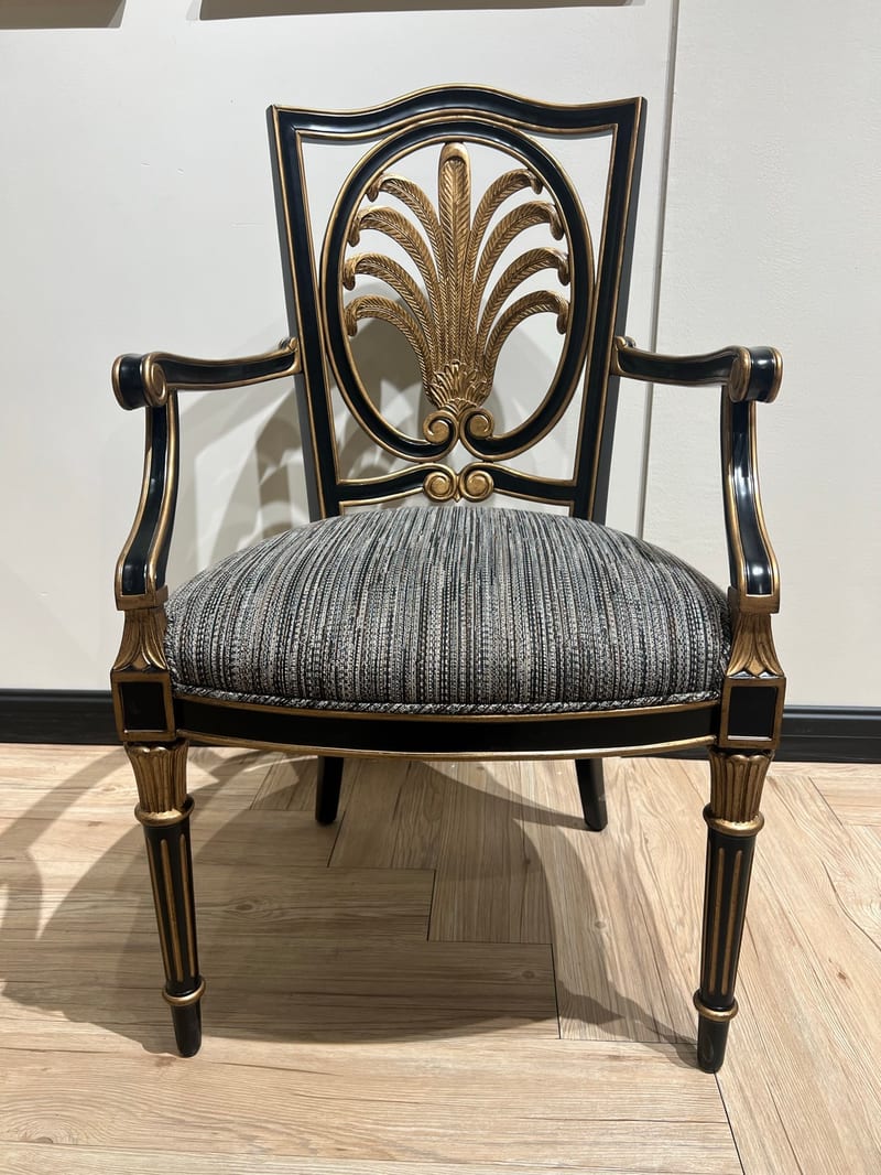 Elizabeth Carved Shell-Back Lounge Chair in Birch and Chenille