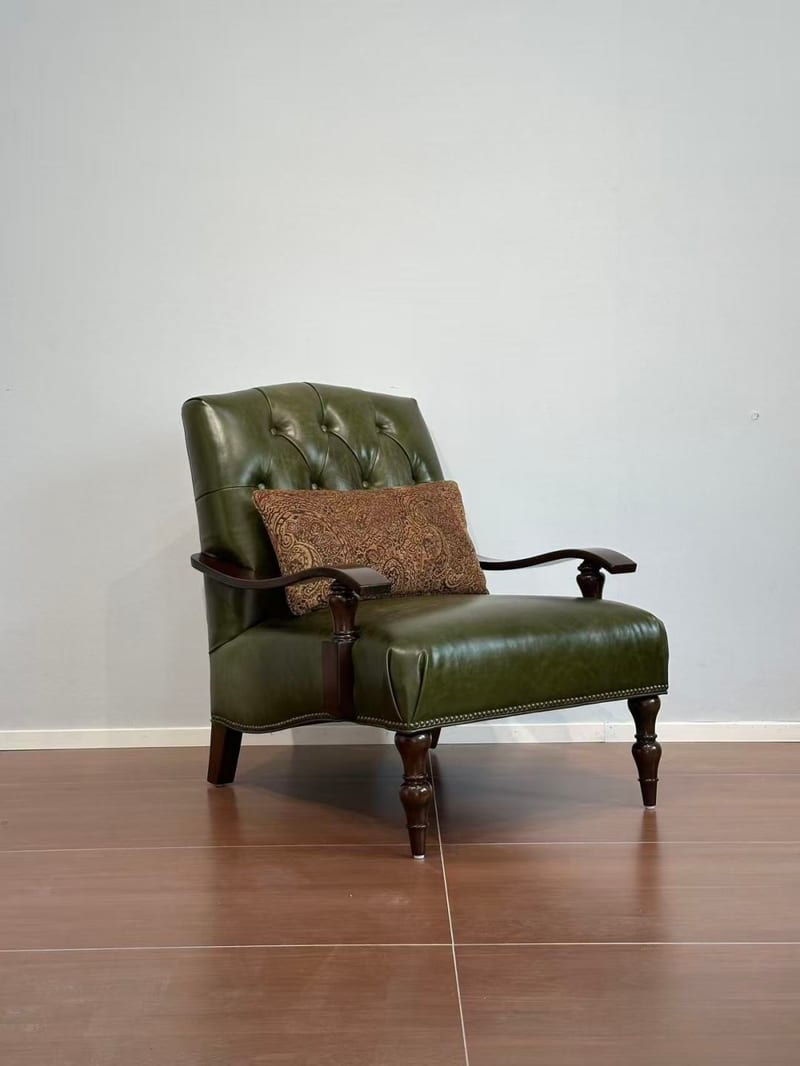 American Solid Wood Leather Tiger Chair WOT-0016