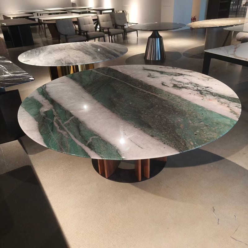 Italian-Inspired Round Dining Table, Natural Stone Top