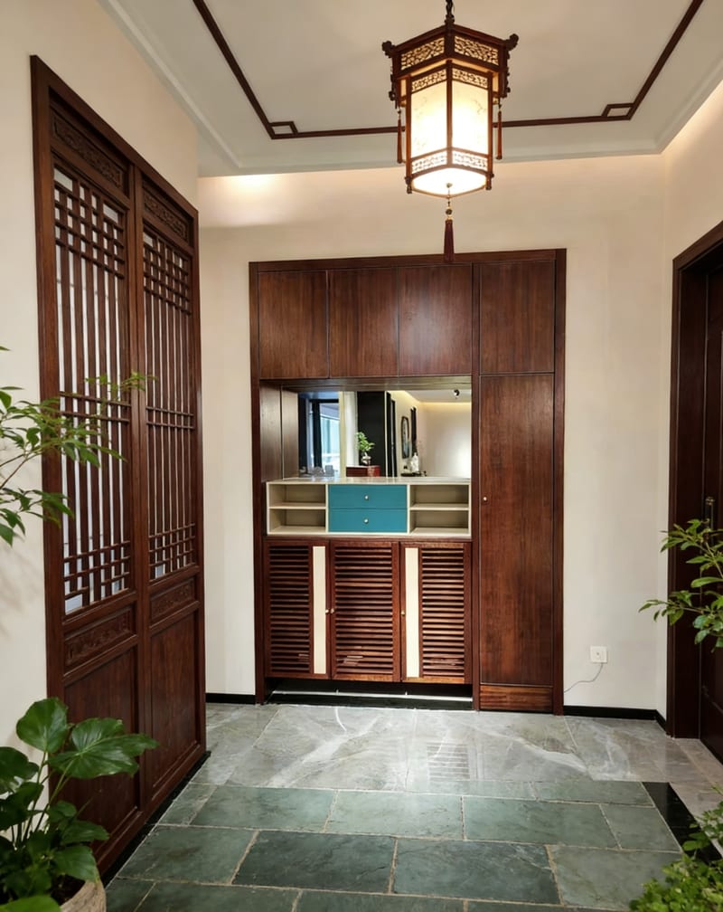 China Concept New Chinese Solid Wood Entryway Shoe Cabinet