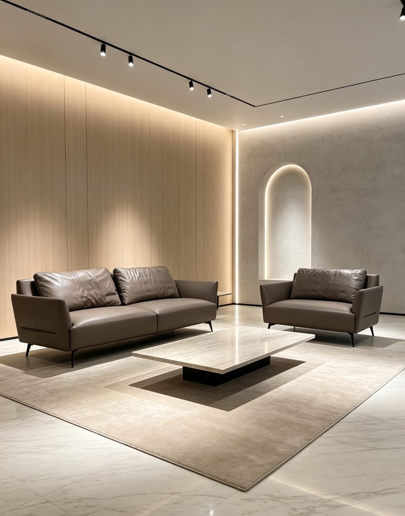 MENOIR WA-S349 Three-Seat Leather Sofa