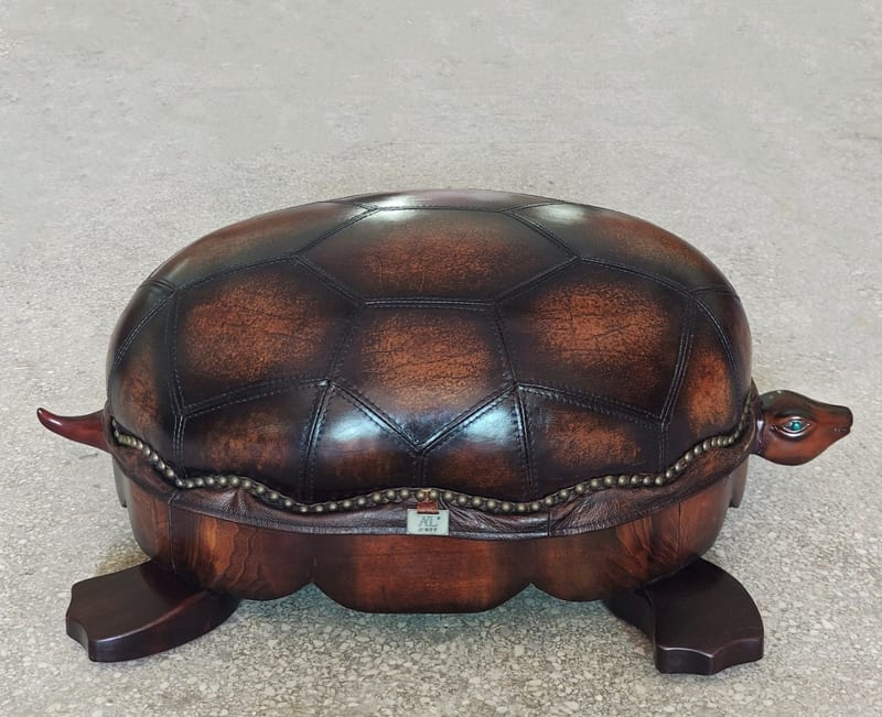 AY LAZZARO Turtle Ottoman in Full Bison Leather, XL