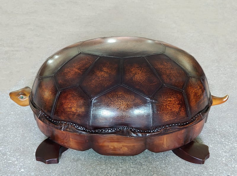 AY LAZZARO American Vintage Bison Leather Turtle Ottoman