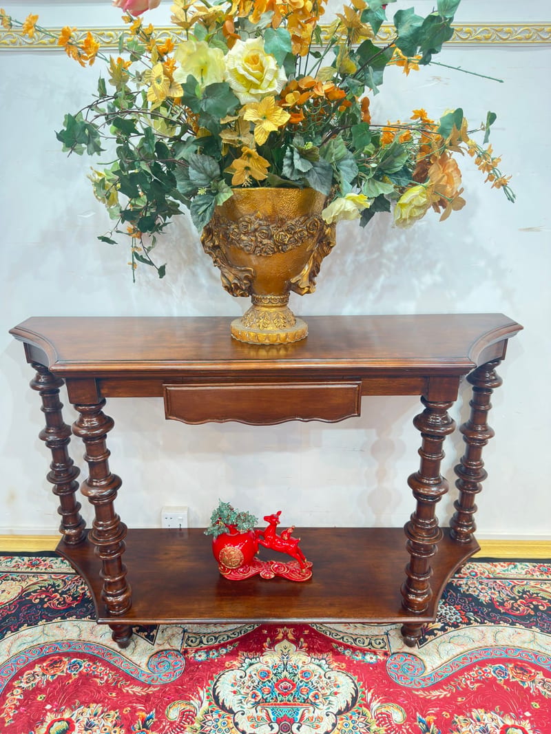 American Solid Mahogany Carved Entryway Console XG001