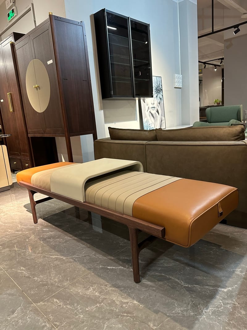 Heyan H-Yan Tingfeng Solid Wood Leather Bench