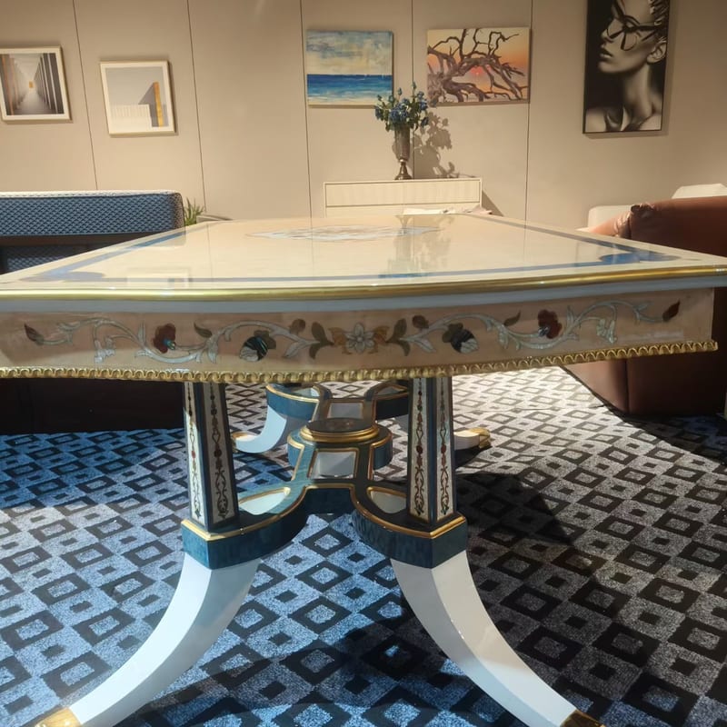 Chinese Solid Mahogany Desk with Shell Inlay