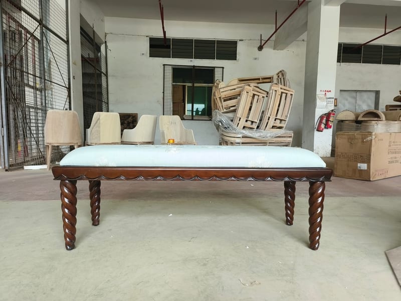 Hesterburg Mahogany Bed End Bench with Linen Cushion