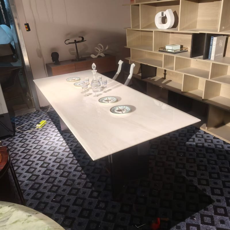 Modern Rectangular Dining Table with Natural Stone Top