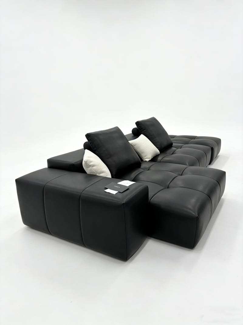 Pixel Italian Minimalist Full-Leather Straight Sofa