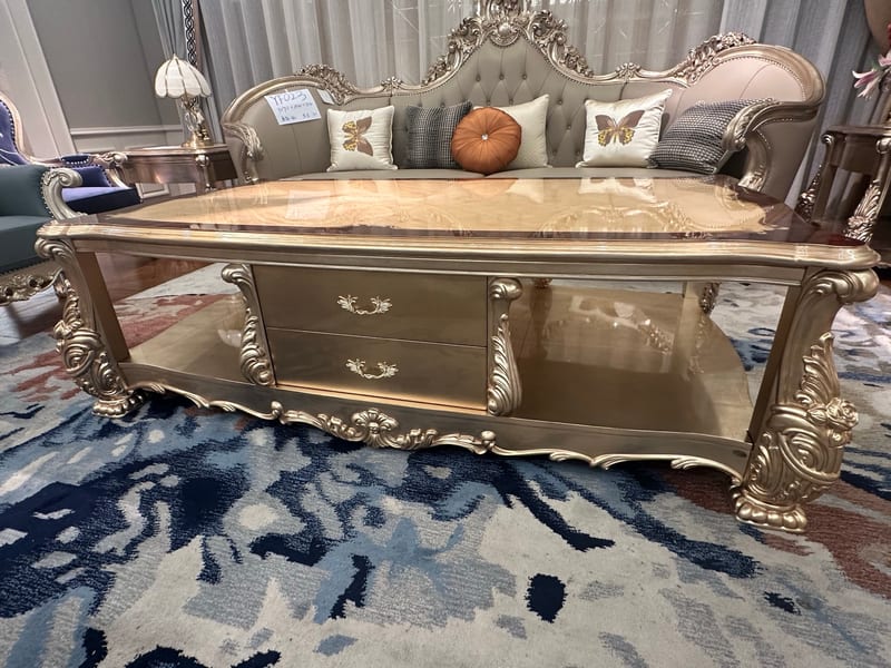 Baojule YF013 Rectangular Coffee Table with Tempered Glass Top