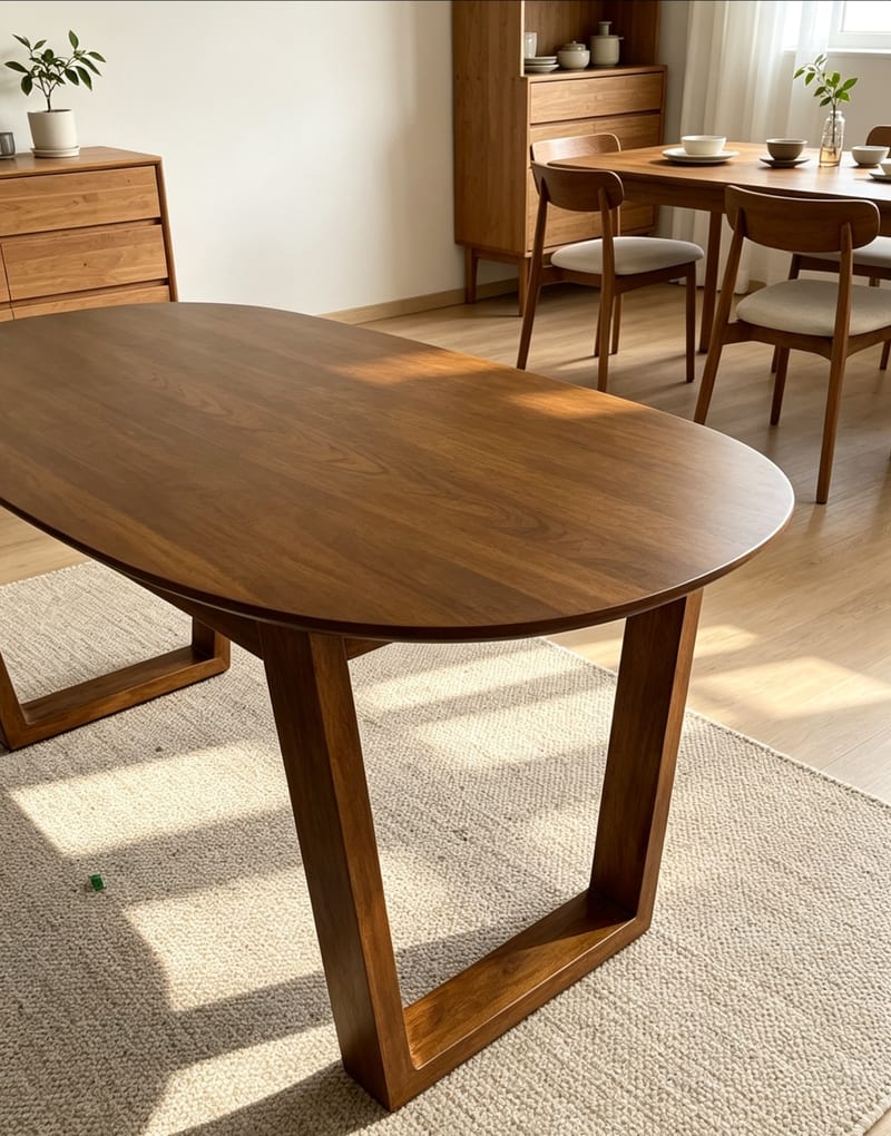 Renhao Fengshang Nordic Walnut Oval Dining Table OT T-5304