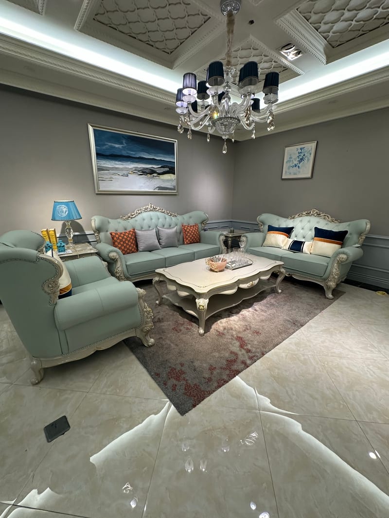 Baojule Q276B Beech & Leather Sectional Sofa