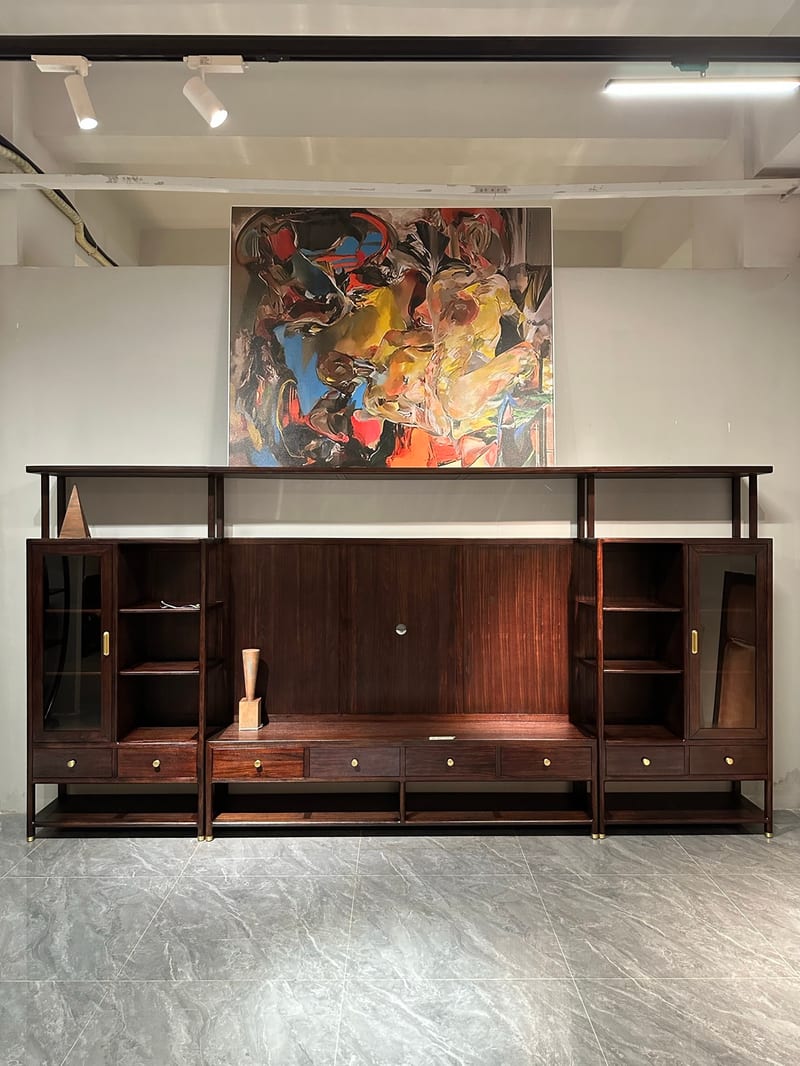 Heyan Yan Series Y-YSTG38 New Chinese Solid Wood TV Wall Cabinet