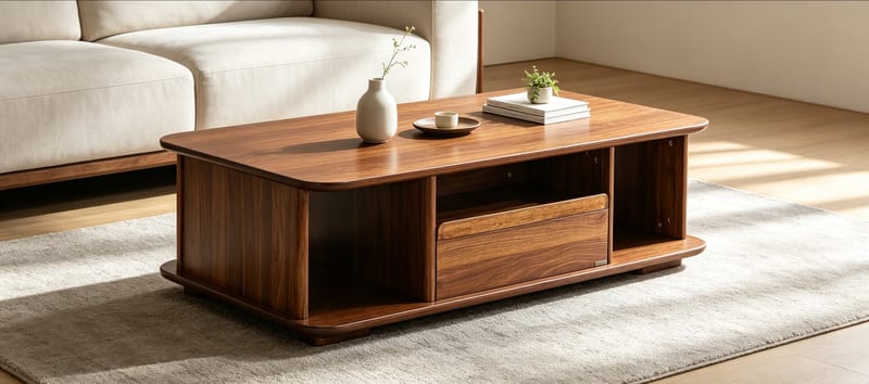 Renhao CJ-6903G Walnut Solid Wood Rectangular Coffee Table