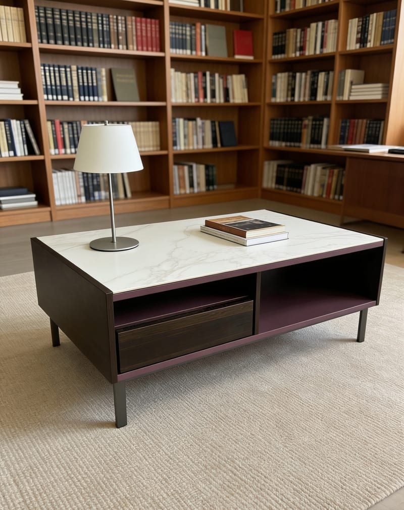 Renhao Yijian Minimal Solid Wood & Sintered Stone Coffee Table CJ-66304