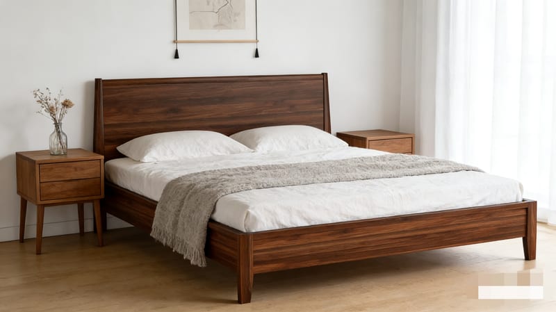 Renhao Finland Series Walnut Solid Wood Storage Bed BT-6905
