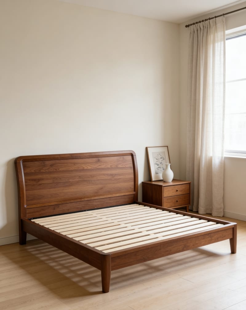 Renhao Finland Collection Walnut Storage Bed