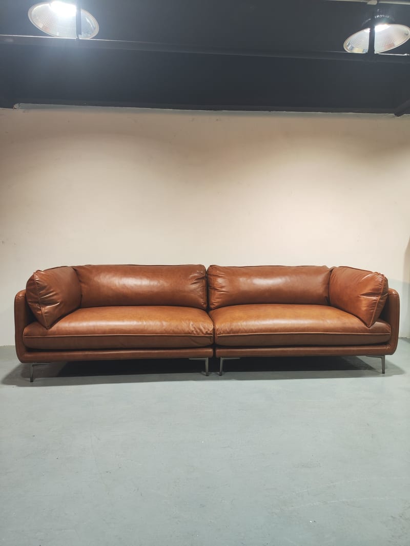 American Leather Three-Seat Sofa in Caramel Brown