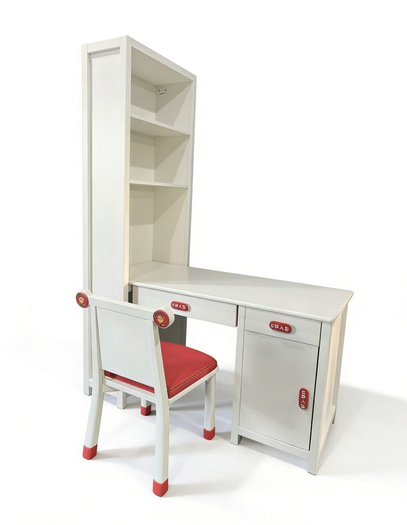 Qicai Rensheng New Chinese Solid Wood Desk & Bookshelf Set