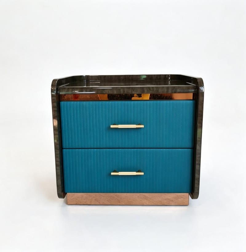Givenchy Hepburn HB311 Wood Veneer Nightstand, Teal Blue