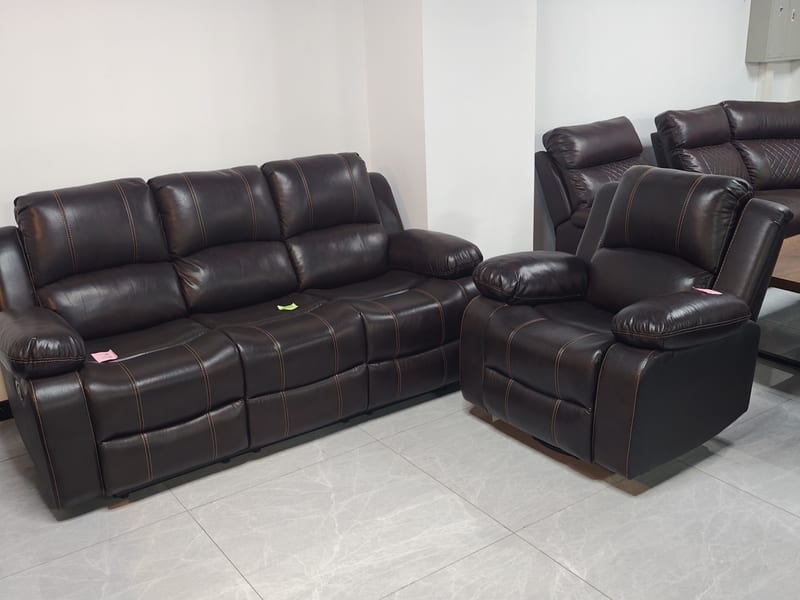SOFAS & LOUNGES Leather & Steel Corner Reclining Sofa