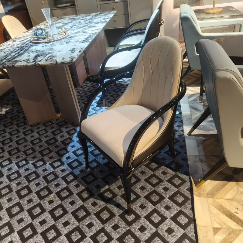 Italian Solid Beech Leather Lounge Armchair