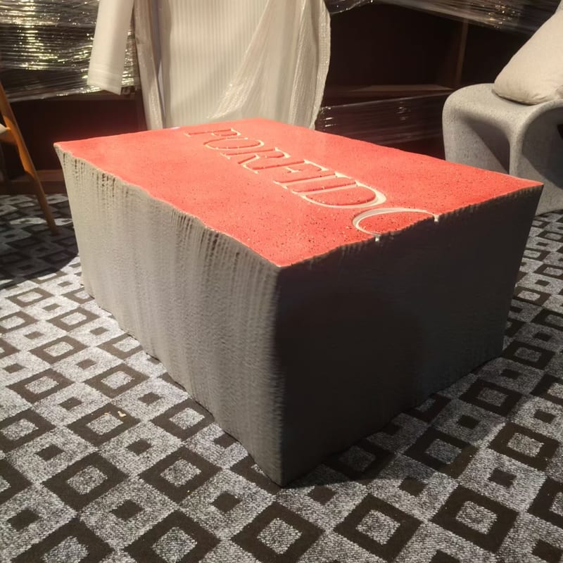 Designer Foam Long Coffee Table in Orange-Red