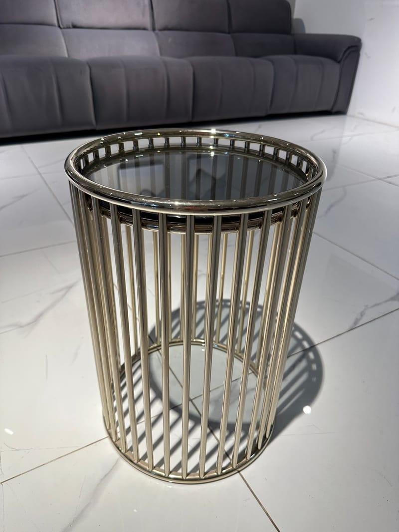 Bosen Jizhi Beini BN09-15E Italian Round Side Table, Tinted Glass