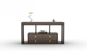 Heyan H-Yan Guan Solid Wujinmu Sofa Console Table, Dark Brown