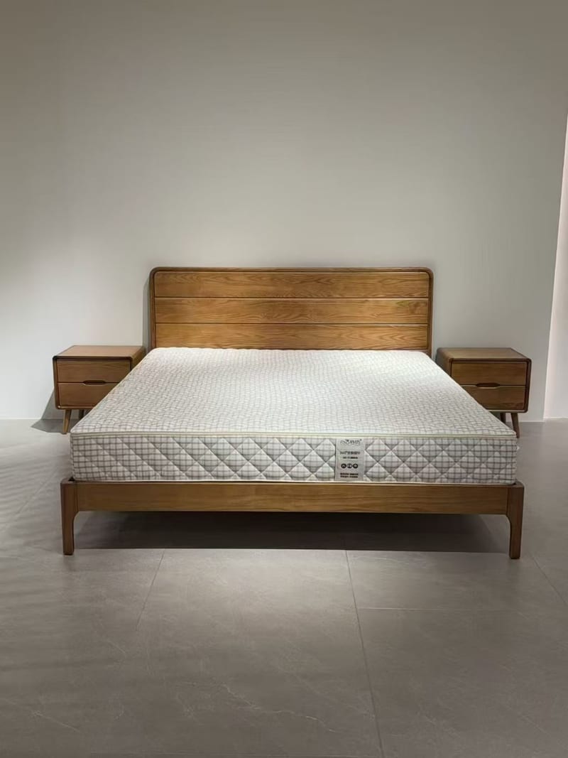 1975-2 Ash Solid Wood Bed Frame, Nordic Style