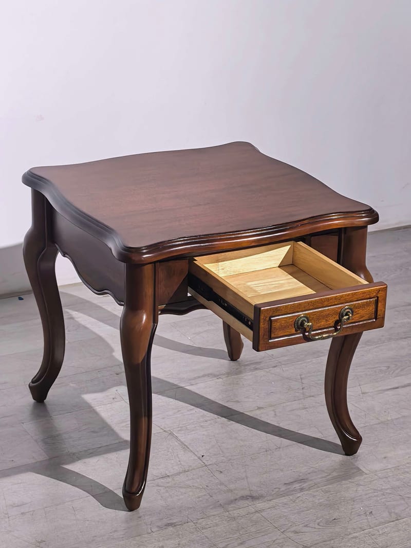 HDX201 Solid Mahogany Square Side Table, Walnut Finish
