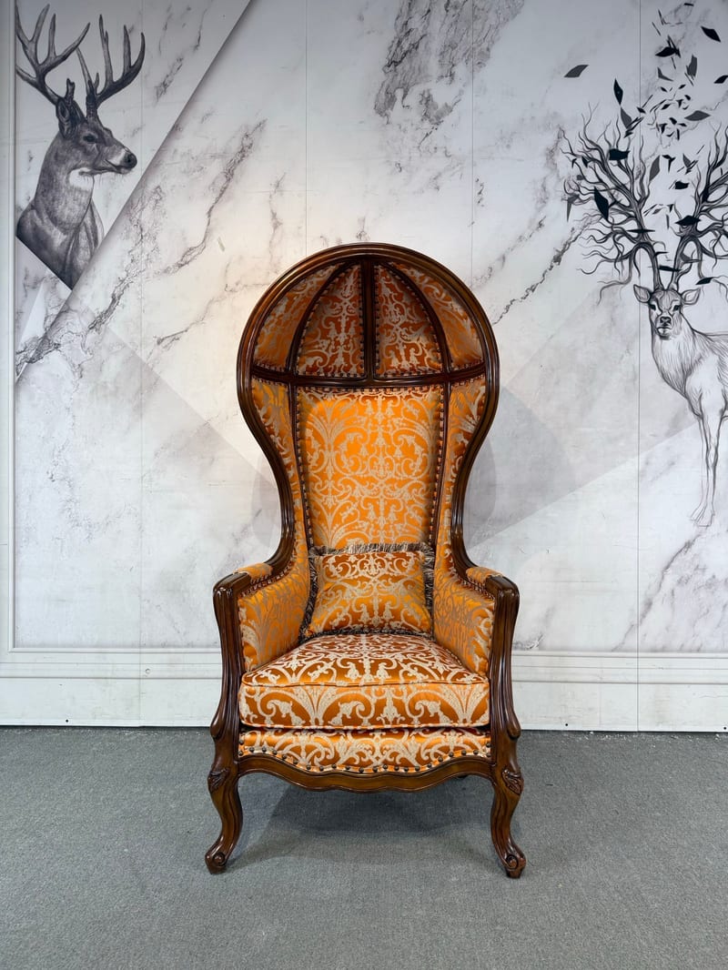 Birdcage 668 Yellow Fabric High-Back Accent Chair