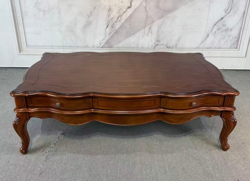 CJ436 French Carved Solid Mahogany Coffee Table