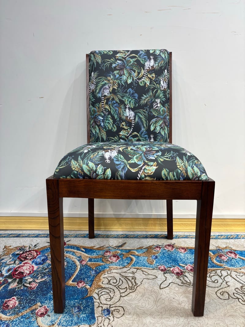 CY693 Solid Ash Dining Chair with Tropical Print