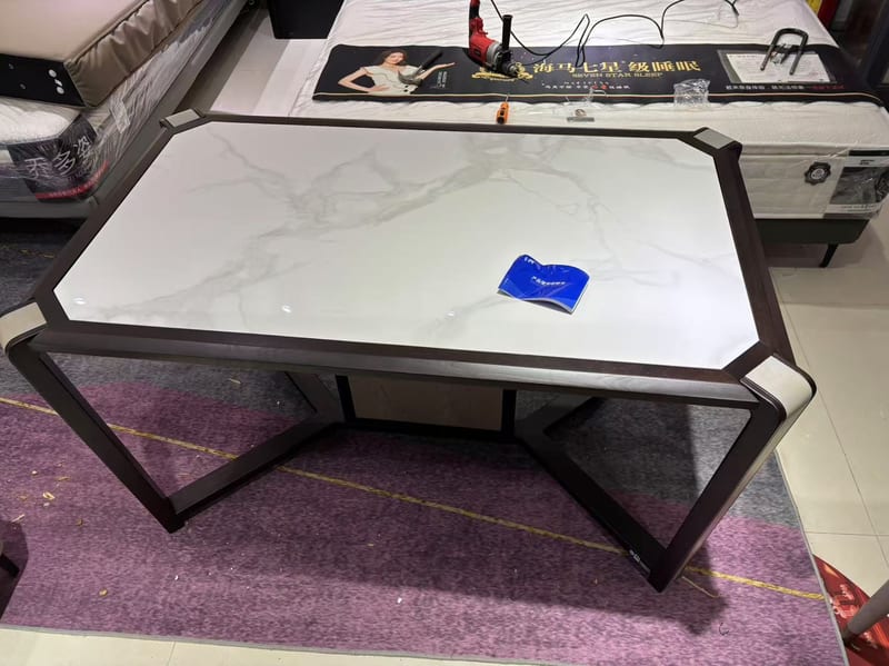 Cheers Solid Wood Dining Table, Sintered Stone Top