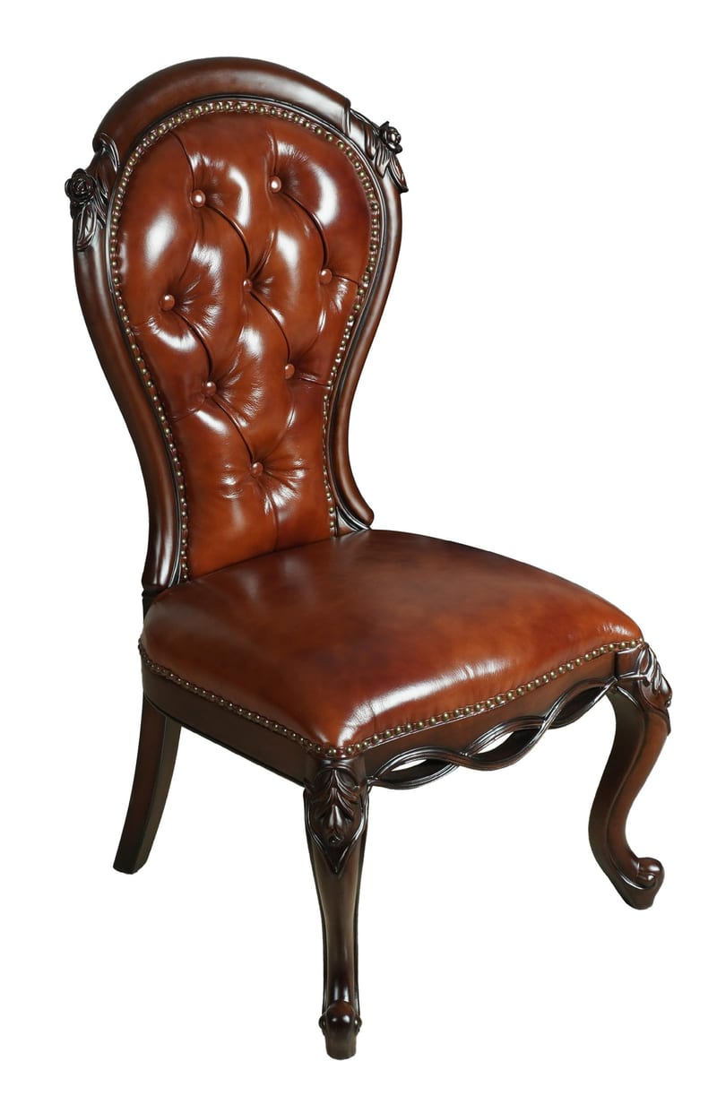 CY-906 American Dining & Desk Chair in Mahogany & Leather