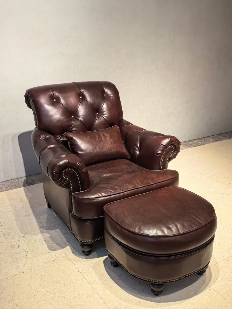 Whittemore Sherrill Leather Club Chair & Ottoman