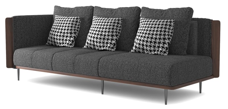 Renhao Finnish Wood Language Dark Gray Fabric 3-Seat Sofa SF-66509CL-B