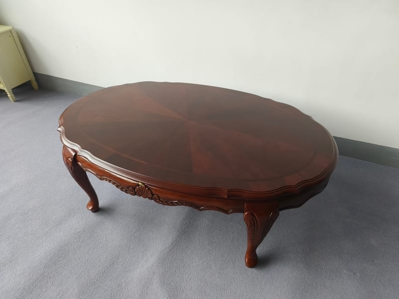 masterdesign Oval Coffee Table, Hand-Carved Poplar