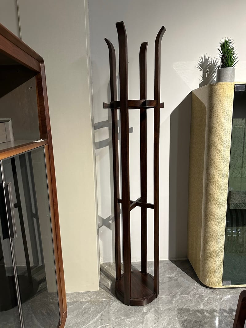 Bosen Ink Painting M3502Y Solid Wood Coat Rack, Dark Brown
